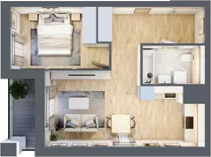 2 pokoje, mieszkanie 44,46 m², piętro 1, oferta nr 1A.1.12, Nowa Francuska IIB, Katowice, Osiedle Paderewskiego-Muchowiec, Muchowiec, ul. Szybowcowa