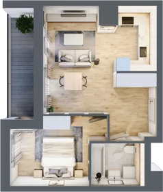 2 pokoje, mieszkanie 42,38 m², piętro 2, oferta nr 1B.2.101, Nowa Francuska IIB, Katowice, Osiedle Paderewskiego-Muchowiec, Muchowiec, ul. Szybowcowa