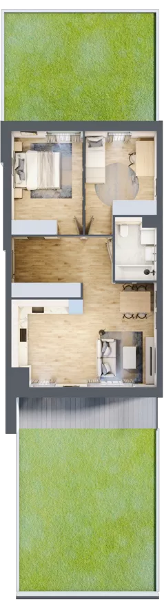 3 pokoje, mieszkanie 61,27 m², parter, oferta nr 1C.0.147, Nowa Francuska IIB, Katowice, Osiedle Paderewskiego-Muchowiec, Muchowiec, ul. Szybowcowa