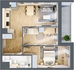 3 pokoje, mieszkanie 56,55 m², piętro 1, oferta nr 1A.1.10, Nowa Francuska IIB, Katowice, Osiedle Paderewskiego-Muchowiec, Muchowiec, ul. Szybowcowa
