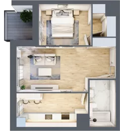 2 pokoje, mieszkanie 46,62 m², piętro 1, oferta nr 1A.1.13, Nowa Francuska IIB, Katowice, Osiedle Paderewskiego-Muchowiec, Muchowiec, ul. Szybowcowa