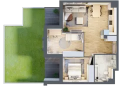 3 pokoje, mieszkanie 58,49 m², parter, oferta nr 1.0.9, Zakątek Harmonia III, Warszawa, Białołęka, Szamocin, ul. Płochocińska