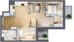 2 pokoje, mieszkanie 57,58 m², piętro 1, oferta nr 1.1.2, Zakątek Harmonia III, Warszawa, Białołęka, Szamocin, ul. Płochocińska