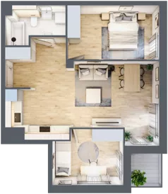 3 pokoje, mieszkanie 59,53 m², piętro 1, oferta nr 1.1.7, Zakątek Harmonia III, Warszawa, Białołęka, Szamocin, ul. Płochocińska