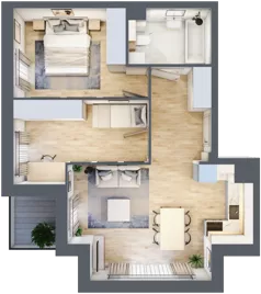 3 pokoje, mieszkanie 54,85 m², piętro 1, oferta nr 1.1.8, Zakątek Harmonia III, Warszawa, Białołęka, Szamocin, ul. Płochocińska