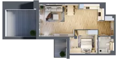 2 pokoje, mieszkanie 57,27 m², piętro 2, oferta nr 1.2.11, Zakątek Harmonia III, Warszawa, Białołęka, Szamocin, ul. Płochocińska