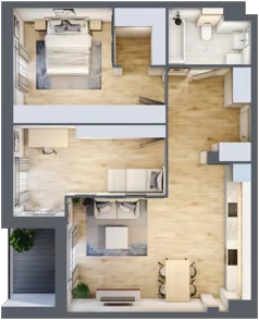3 pokoje, mieszkanie 73,08 m², piętro 1, oferta nr 1.1.10, Zakątek Harmonia III, Warszawa, Białołęka, Szamocin, ul. Płochocińska