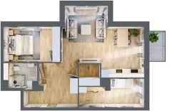 3 pokoje, mieszkanie 67,66 m², piętro 1, oferta nr 1.1.1, Zakątek Harmonia III, Warszawa, Białołęka, Szamocin, ul. Płochocińska