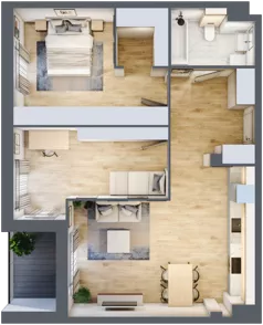 3 pokoje, mieszkanie 73,08 m², piętro 2, oferta nr 2.2.9, Zakątek Harmonia III, Warszawa, Białołęka, Szamocin, ul. Płochocińska