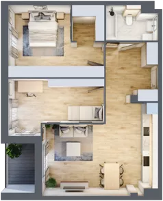3 pokoje, mieszkanie 73,08 m², piętro 1, oferta nr 2.1.11, Zakątek Harmonia III, Warszawa, Białołęka, Szamocin, ul. Płochocińska