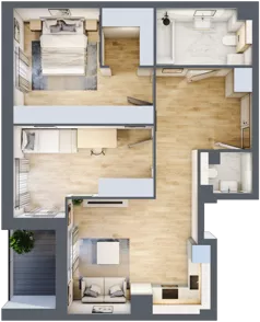 3 pokoje, mieszkanie 66,66 m², piętro 2, oferta nr 3.2.8, Zakątek Harmonia III, Warszawa, Białołęka, Szamocin, ul. Płochocińska