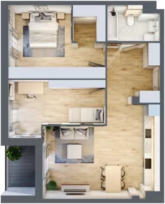 3 pokoje, mieszkanie 73,08 m², piętro 1, oferta nr 4.1.11, Zakątek Harmonia III, Warszawa, Białołęka, Szamocin, ul. Płochocińska