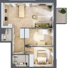 3 pokoje, mieszkanie 61,03 m², piętro 3, oferta nr 1.3.04, Osiedle Rytelska, Gdańsk, Orunia Górna-Gdańsk Południe, ul. Rytelska