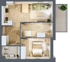 3 pokoje, mieszkanie 46,79 m², piętro 4, oferta nr 2.4.06, Osiedle Rytelska, Gdańsk, Orunia Górna-Gdańsk Południe, ul. Rytelska