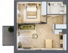 2 pokoje, mieszkanie 41,07 m², piętro 3, oferta nr 2.3.01, Osiedle Rytelska, Gdańsk, Orunia Górna-Gdańsk Południe, ul. Rytelska