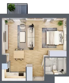 1 pokój, mieszkanie 43,39 m², piętro 2, oferta nr A1.2.12, ATAL Grabiszyn, Wrocław, Gajowice, Fabryczna, ul. Grochowa