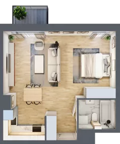 1 pokój, mieszkanie 43,39 m², piętro 1, oferta nr A1.1.1, ATAL Grabiszyn, Wrocław, Gajowice, Fabryczna, ul. Grochowa
