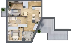 3 pokoje, mieszkanie 71,10 m², piętro 4, oferta nr A1.4.35, ATAL Grabiszyn, Wrocław, Gajowice, Fabryczna, ul. Grochowa