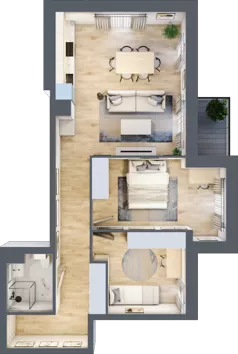 3 pokoje, mieszkanie 63,11 m², piętro 2, oferta nr A1.2.20, ATAL Grabiszyn, Wrocław, Gajowice, Fabryczna, ul. Grochowa