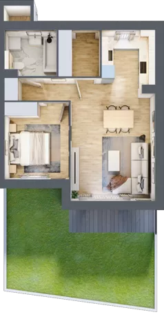 2 pokoje, mieszkanie 49,68 m², parter, oferta nr 14C.1, Przystań Sobieszewo, Gdańsk, Wyspa Sobieszewska, ul. Narcyzowa