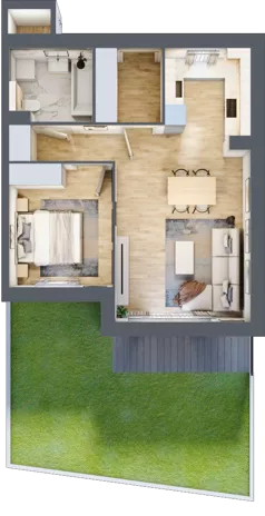 2 pokoje, apartament 49,68 m², parter, oferta nr 14A.1, Przystań Sobieszewo, Gdańsk, Wyspa Sobieszewska, ul. Narcyzowa