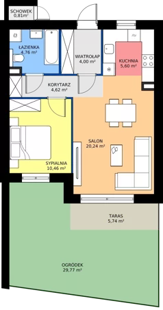2 pokoje, mieszkanie 49,68 m², parter, oferta nr 14F.1, Przystań Sobieszewo, Gdańsk, Wyspa Sobieszewska, ul. Narcyzowa