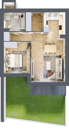 2 pokoje, mieszkanie 49,68 m², parter, oferta nr 14F.1, Przystań Sobieszewo, Gdańsk, Wyspa Sobieszewska, ul. Narcyzowa