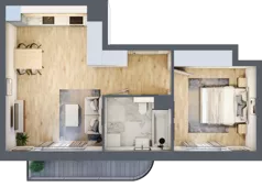 2 pokoje, mieszkanie 44,94 m², piętro 2, oferta nr A2.2.43, Zakole Wisły, Kraków, Podgórze, ul. Na Zakolu Wisły