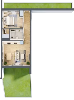 2 pokoje, mieszkanie 47,16 m², parter, oferta nr A3.0.57, Zakole Wisły, Kraków, Podgórze, ul. Na Zakolu Wisły