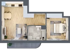 2 pokoje, mieszkanie 44,94 m², piętro 1, oferta nr A2.1.39, Zakole Wisły, Kraków, Podgórze, ul. Na Zakolu Wisły