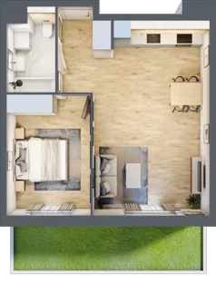 2 pokoje, mieszkanie 48,63 m², parter, oferta nr A5.0.26, Zakole Wisły, Kraków, Podgórze, ul. Na Zakolu Wisły