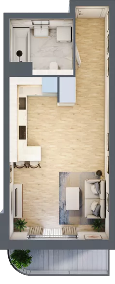 1 pokój, mieszkanie 33,64 m², piętro 1, oferta nr A3.1.61, Zakole Wisły, Kraków, Podgórze, ul. Na Zakolu Wisły