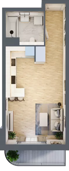 1 pokój, mieszkanie 33,64 m², piętro 2, oferta nr A3.2.66, Zakole Wisły, Kraków, Podgórze, ul. Na Zakolu Wisły