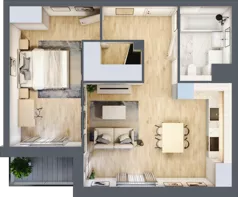 2 pokoje, mieszkanie 49,91 m², piętro 2, oferta nr A3.2.69, Zakole Wisły, Kraków, Podgórze, ul. Na Zakolu Wisły