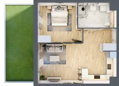 2 pokoje, mieszkanie 50,39 m², parter, oferta nr A1.0.02, Zakole Wisły, Kraków, Podgórze, ul. Na Zakolu Wisły