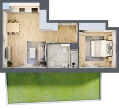 2 pokoje, mieszkanie 44,94 m², parter, oferta nr A2.0.35, Zakole Wisły, Kraków, Podgórze, ul. Na Zakolu Wisły