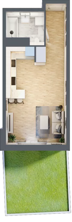 1 pokój, mieszkanie 33,32 m², parter, oferta nr A3.0.56, Zakole Wisły, Kraków, Podgórze, ul. Na Zakolu Wisły