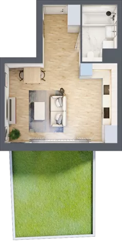 1 pokój, mieszkanie 31,07 m², parter, oferta nr A3.0.59, Zakole Wisły, Kraków, Podgórze, ul. Na Zakolu Wisły