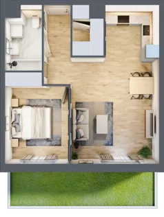 2 pokoje, mieszkanie 49,80 m², parter, oferta nr A5.0.24, Zakole Wisły, Kraków, Podgórze, ul. Na Zakolu Wisły