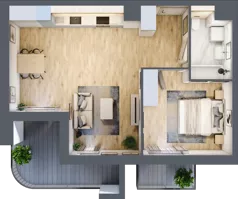 2 pokoje, mieszkanie 50,37 m², piętro 1, oferta nr A2.1.42, Zakole Wisły, Kraków, Podgórze, ul. Na Zakolu Wisły