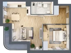 2 pokoje, mieszkanie 48,80 m², piętro 1, oferta nr A1.1.08, Zakole Wisły, Kraków, Podgórze, ul. Na Zakolu Wisły