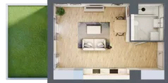 1 pokój, mieszkanie 34,23 m², parter, oferta nr A1.0.04, Zakole Wisły, Kraków, Podgórze, ul. Na Zakolu Wisły