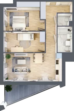 3 pokoje, mieszkanie 64,33 m², piętro 2, oferta nr III-B1.M14, Strefa Cegielnia 3, Kraków, Wzgórza Krzesławickie, Zesławice, ul. Gustawa Morcinka
