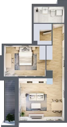 2 pokoje, mieszkanie 48,93 m², piętro 1, oferta nr III-B1.M10, Strefa Cegielnia 3, Kraków, Wzgórza Krzesławickie, Zesławice, ul. Gustawa Morcinka