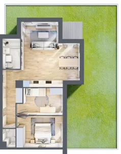 3 pokoje, mieszkanie 64,92 m², piętro 2, oferta nr III-B1.M12, Strefa Cegielnia 3, Kraków, Wzgórza Krzesławickie, Zesławice, ul. Gustawa Morcinka