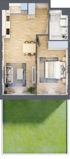 2 pokoje, mieszkanie 44,83 m², parter, oferta nr III-B2.M2, Strefa Cegielnia 3, Kraków, Wzgórza Krzesławickie, Zesławice, ul. Gustawa Morcinka