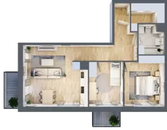3 pokoje, mieszkanie 64,16 m², piętro 1, oferta nr III-B2.M26, Strefa Cegielnia 3, Kraków, Wzgórza Krzesławickie, Zesławice, ul. Gustawa Morcinka