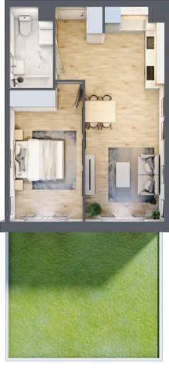 2 pokoje, mieszkanie 45,77 m², parter, oferta nr III-B2.M3, Strefa Cegielnia 3, Kraków, Wzgórza Krzesławickie, Zesławice, ul. Gustawa Morcinka