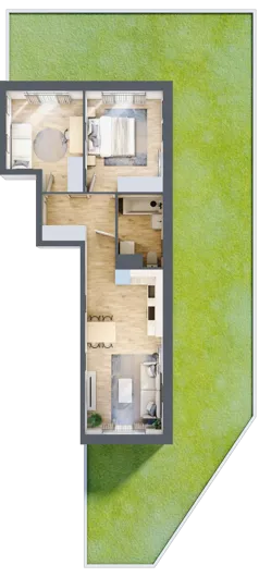 3 pokoje, mieszkanie 55,46 m², parter, oferta nr III-B2.M1, Strefa Cegielnia 3, Kraków, Wzgórza Krzesławickie, Zesławice, ul. Gustawa Morcinka