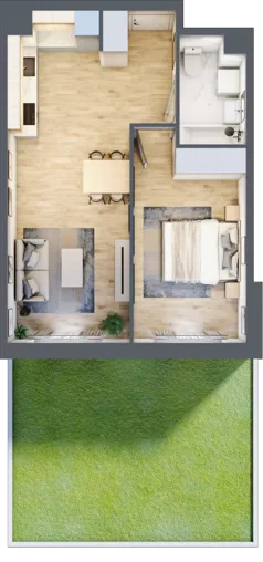 2 pokoje, mieszkanie 44,83 m², parter, oferta nr III-B3.M2, Strefa Cegielnia 3, Kraków, Wzgórza Krzesławickie, Zesławice, ul. Gustawa Morcinka